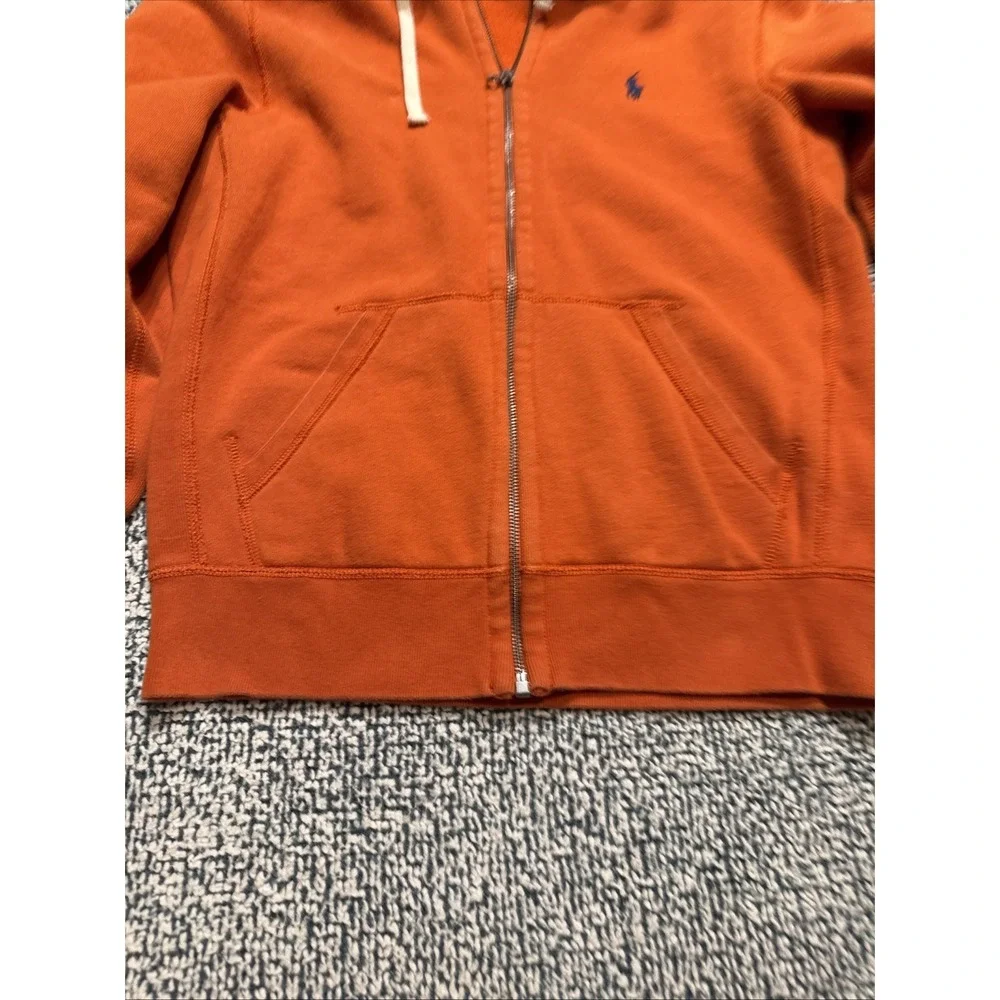 Polo Ralph Lauren Mens Orange Thermal Lined Full Zip Hoodie Sweatshirt Small